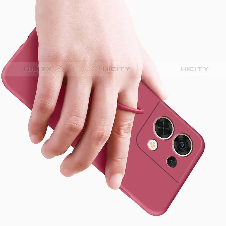 Silikon Hülle Handyhülle Ultra Dünn Schutzhülle Tasche Flexible mit Magnetisch Fingerring Ständer S01 für Oppo Reno8 Pro 5G