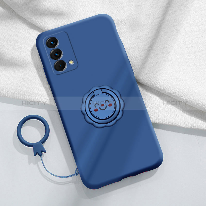 Silikon Hülle Handyhülle Ultra Dünn Schutzhülle Tasche Flexible mit Magnetisch Fingerring Ständer S01 für Realme GT Master 5G Blau Plus