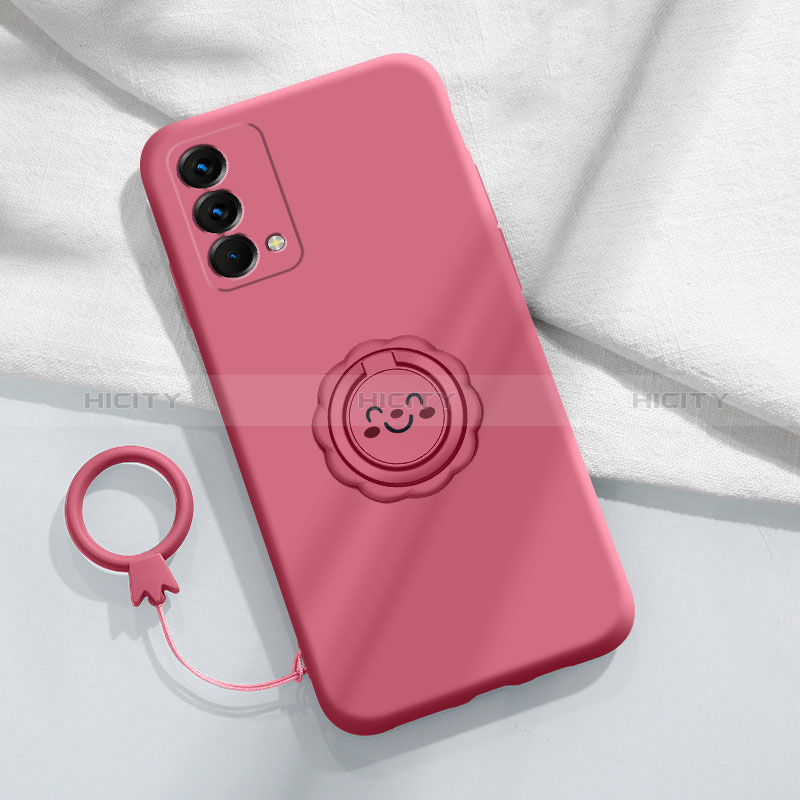 Silikon Hülle Handyhülle Ultra Dünn Schutzhülle Tasche Flexible mit Magnetisch Fingerring Ständer S01 für Realme GT Master 5G Pink