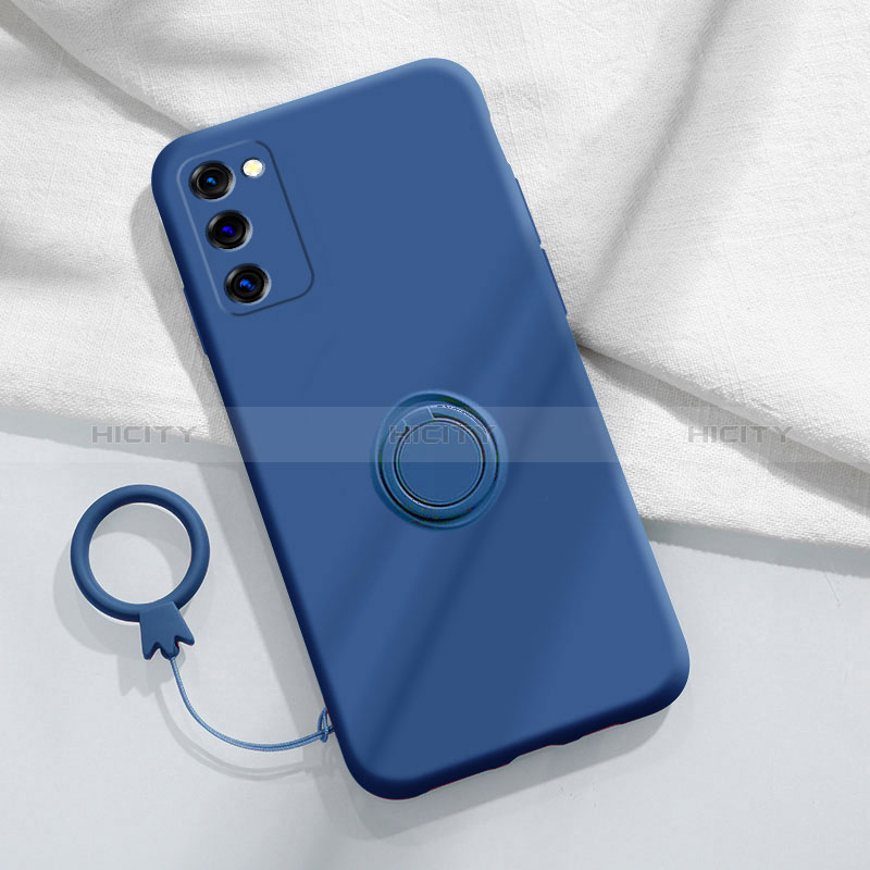 Silikon Hülle Handyhülle Ultra Dünn Schutzhülle Tasche Flexible mit Magnetisch Fingerring Ständer S01 für Samsung Galaxy S20 FE (2022) 5G Blau