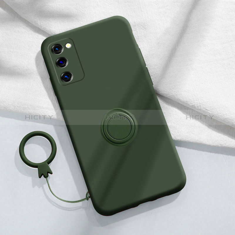 Silikon Hülle Handyhülle Ultra Dünn Schutzhülle Tasche Flexible mit Magnetisch Fingerring Ständer S01 für Samsung Galaxy S20 FE (2022) 5G Nachtgrün Plus