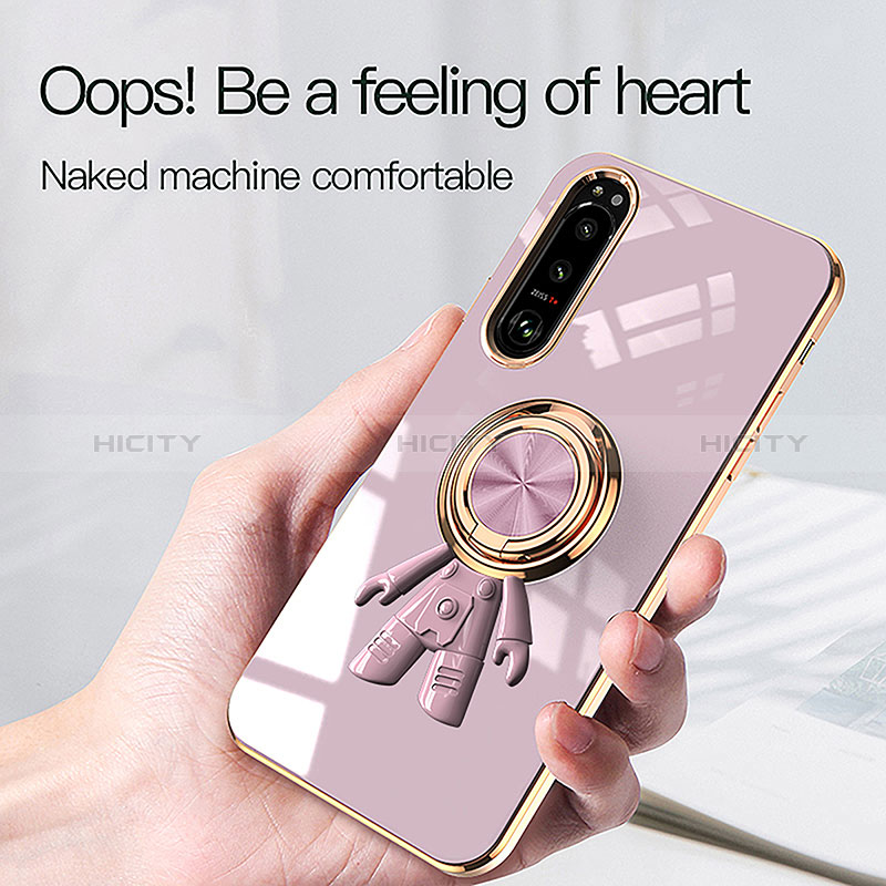 Silikon Hülle Handyhülle Ultra Dünn Schutzhülle Tasche Flexible mit Magnetisch Fingerring Ständer S01 für Sony Xperia 1 IV SO-51C groß