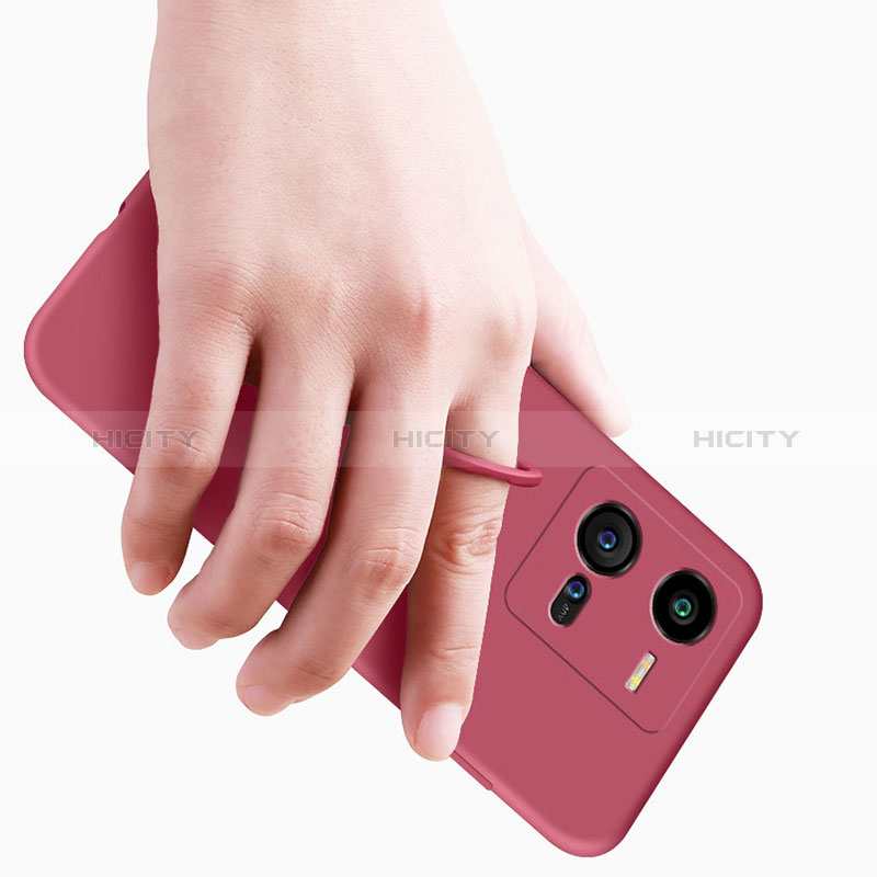 Silikon Hülle Handyhülle Ultra Dünn Schutzhülle Tasche Flexible mit Magnetisch Fingerring Ständer S01 für Vivo iQOO 10 Pro 5G groß