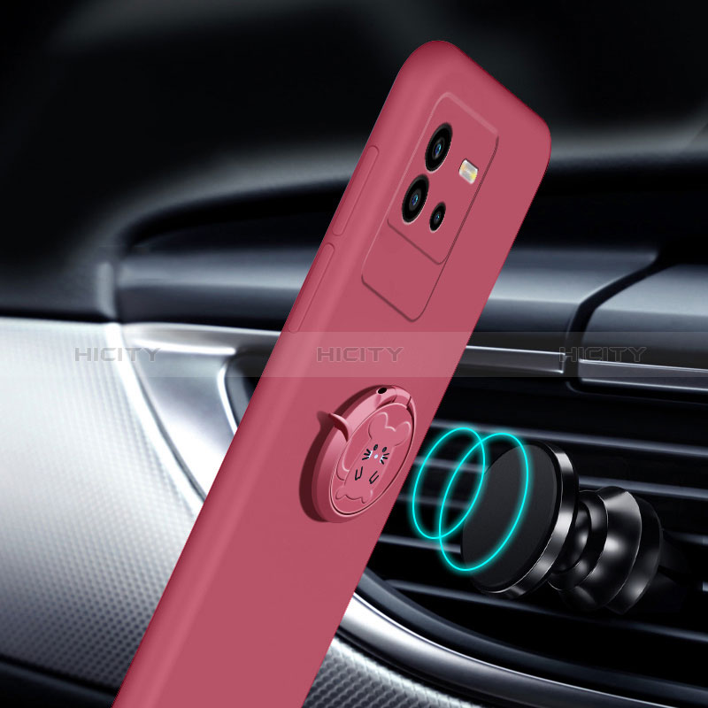Silikon Hülle Handyhülle Ultra Dünn Schutzhülle Tasche Flexible mit Magnetisch Fingerring Ständer S01 für Vivo iQOO Neo6 5G