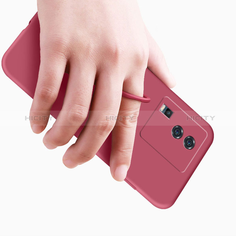 Silikon Hülle Handyhülle Ultra Dünn Schutzhülle Tasche Flexible mit Magnetisch Fingerring Ständer S01 für Vivo iQOO Neo7 5G groß