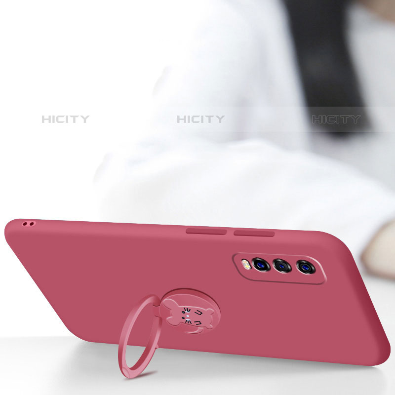 Silikon Hülle Handyhülle Ultra Dünn Schutzhülle Tasche Flexible mit Magnetisch Fingerring Ständer S01 für Vivo iQOO U1 groß