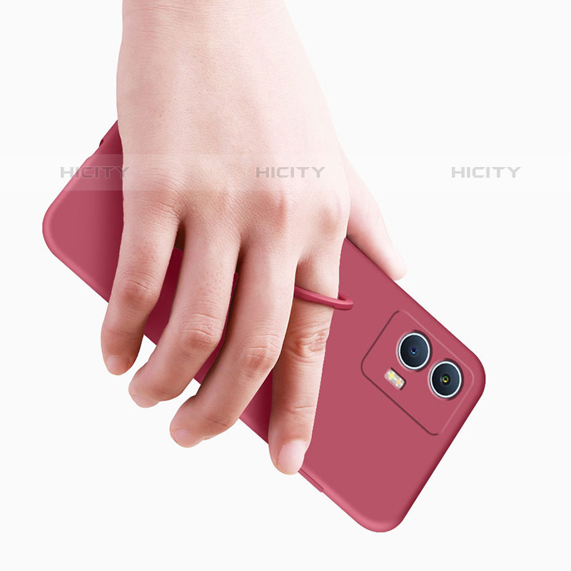 Silikon Hülle Handyhülle Ultra Dünn Schutzhülle Tasche Flexible mit Magnetisch Fingerring Ständer S01 für Vivo iQOO U5 5G groß