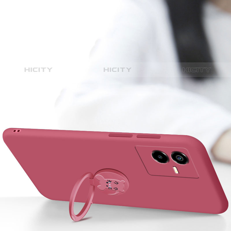 Silikon Hülle Handyhülle Ultra Dünn Schutzhülle Tasche Flexible mit Magnetisch Fingerring Ständer S01 für Vivo iQOO Z6x