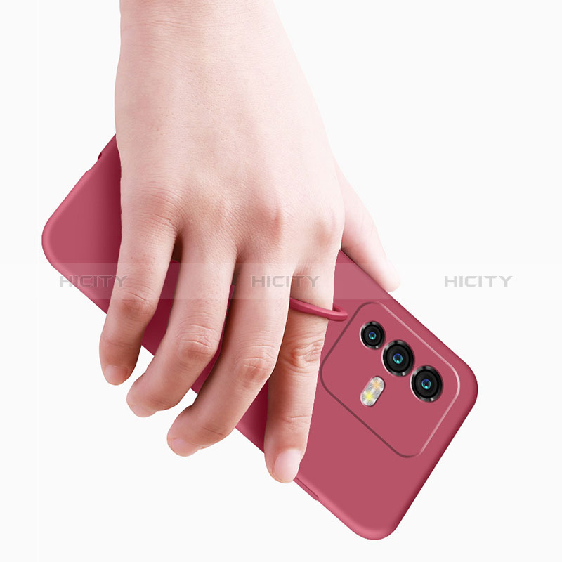 Silikon Hülle Handyhülle Ultra Dünn Schutzhülle Tasche Flexible mit Magnetisch Fingerring Ständer S01 für Vivo V23 Pro 5G groß