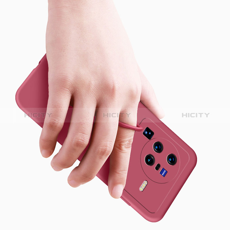 Silikon Hülle Handyhülle Ultra Dünn Schutzhülle Tasche Flexible mit Magnetisch Fingerring Ständer S01 für Vivo X80 Pro 5G groß