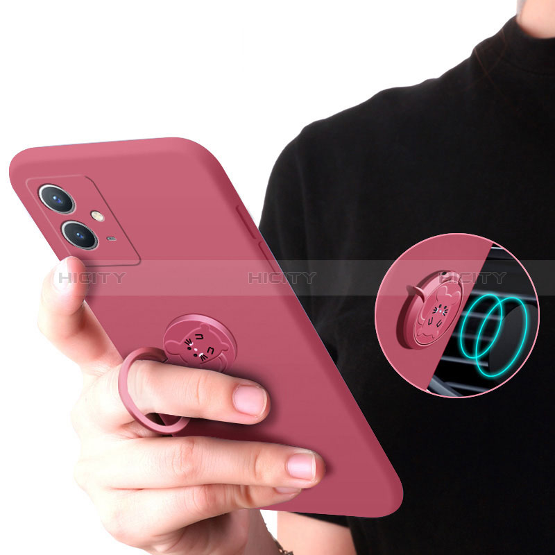 Silikon Hülle Handyhülle Ultra Dünn Schutzhülle Tasche Flexible mit Magnetisch Fingerring Ständer S01 für Vivo Y75 5G