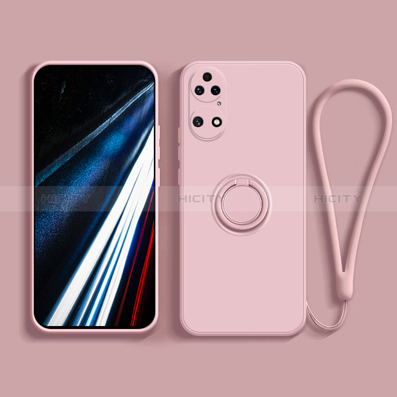 Silikon Hülle Handyhülle Ultra Dünn Schutzhülle Tasche Flexible mit Magnetisch Fingerring Ständer S02 für Huawei P50 groß