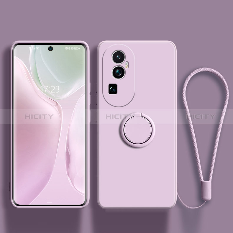 Silikon Hülle Handyhülle Ultra Dünn Schutzhülle Tasche Flexible mit Magnetisch Fingerring Ständer S02 für Oppo Reno10 Pro+ Plus 5G groß