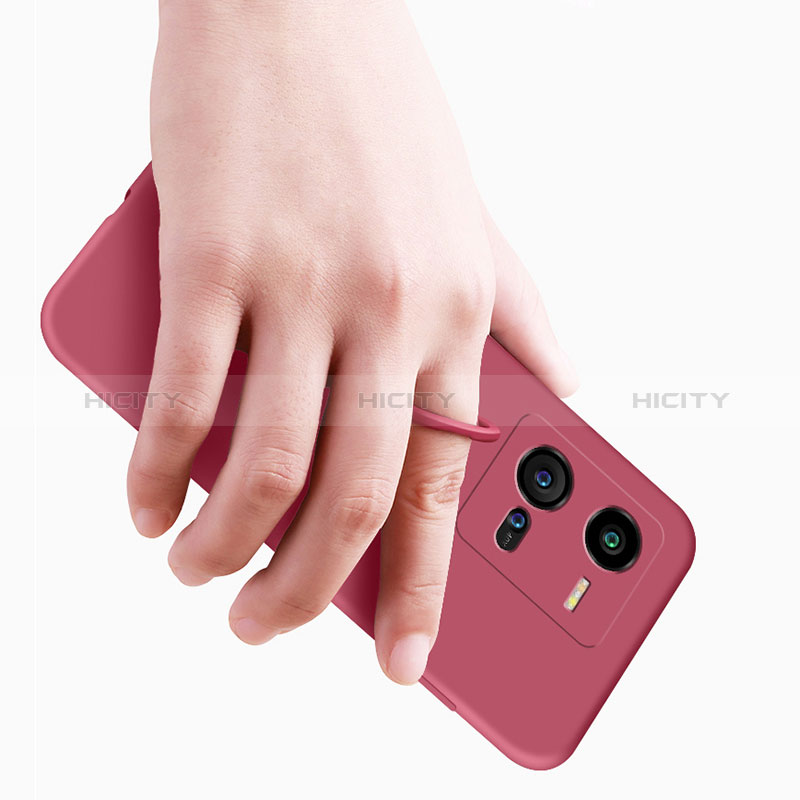 Silikon Hülle Handyhülle Ultra Dünn Schutzhülle Tasche Flexible mit Magnetisch Fingerring Ständer S02 für Vivo iQOO 10 Pro 5G groß