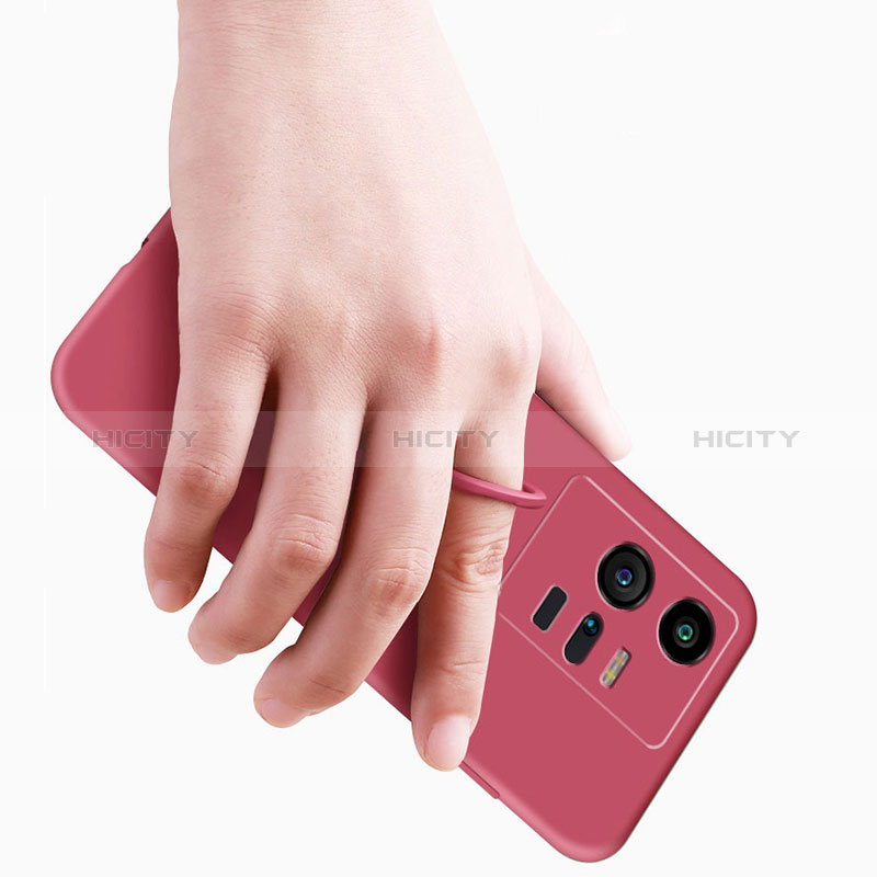Silikon Hülle Handyhülle Ultra Dünn Schutzhülle Tasche Flexible mit Magnetisch Fingerring Ständer S02 für Vivo iQOO 11 Pro 5G