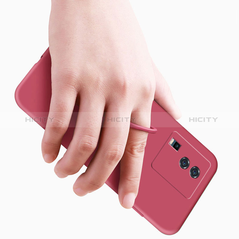 Silikon Hülle Handyhülle Ultra Dünn Schutzhülle Tasche Flexible mit Magnetisch Fingerring Ständer S02 für Vivo iQOO Neo7 5G groß