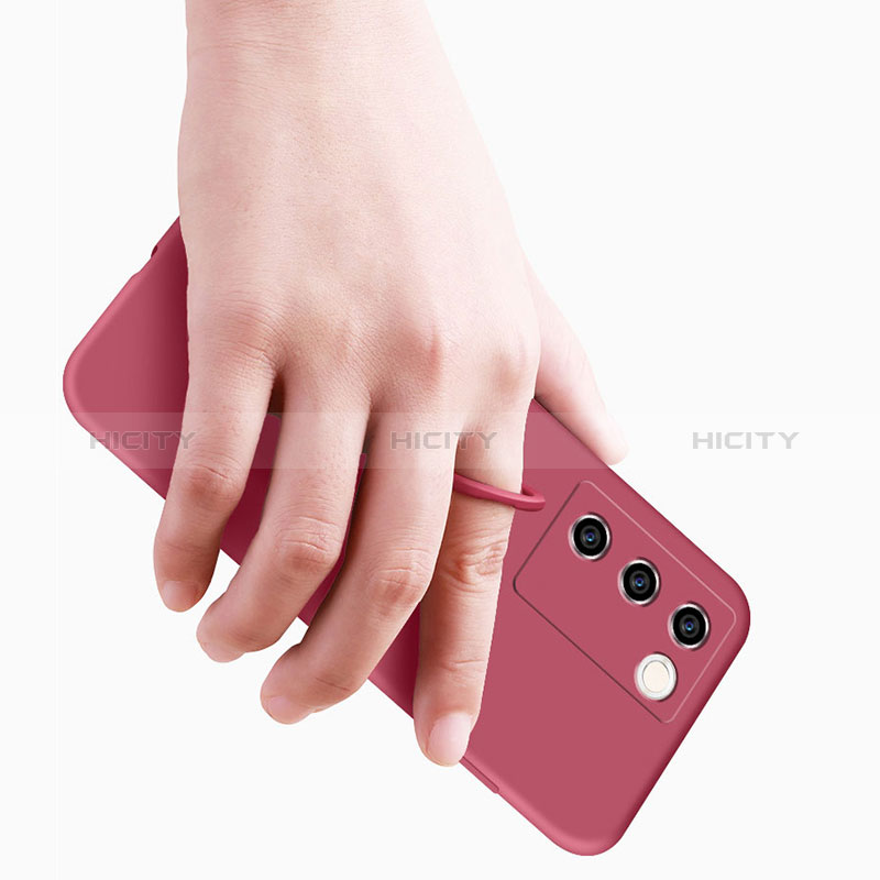 Silikon Hülle Handyhülle Ultra Dünn Schutzhülle Tasche Flexible mit Magnetisch Fingerring Ständer S02 für Vivo V27 5G groß