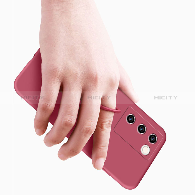 Silikon Hülle Handyhülle Ultra Dünn Schutzhülle Tasche Flexible mit Magnetisch Fingerring Ständer S02 für Vivo V27e 5G groß