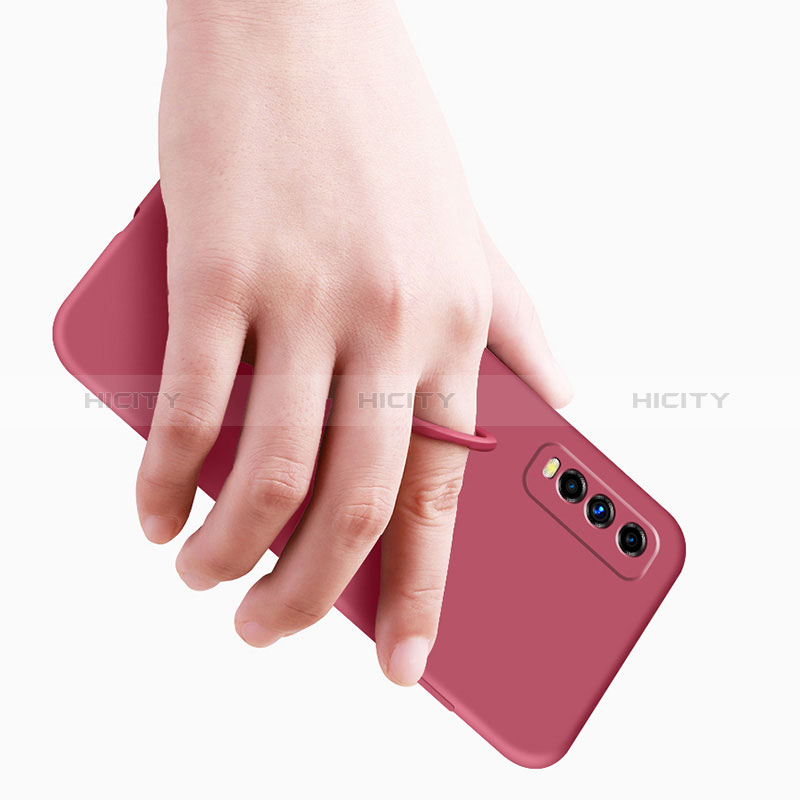 Silikon Hülle Handyhülle Ultra Dünn Schutzhülle Tasche Flexible mit Magnetisch Fingerring Ständer S02 für Vivo Y51s 5G groß