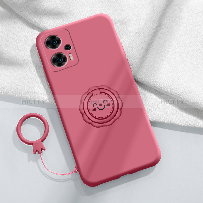 Silikon Hülle Handyhülle Ultra Dünn Schutzhülle Tasche Flexible mit Magnetisch Fingerring Ständer S02 für Xiaomi Redmi Note 12 Turbo 5G Pink