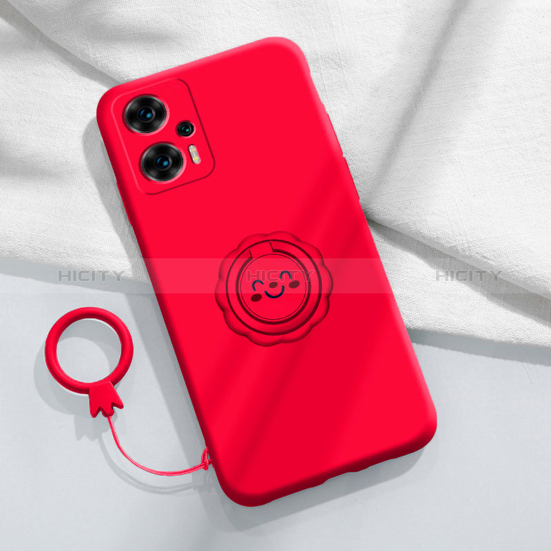 Silikon Hülle Handyhülle Ultra Dünn Schutzhülle Tasche Flexible mit Magnetisch Fingerring Ständer S02 für Xiaomi Redmi Note 12 Turbo 5G Rot