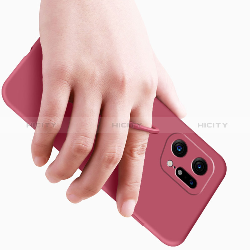 Silikon Hülle Handyhülle Ultra Dünn Schutzhülle Tasche Flexible mit Magnetisch Fingerring Ständer S03 für Oppo Find X5 5G groß