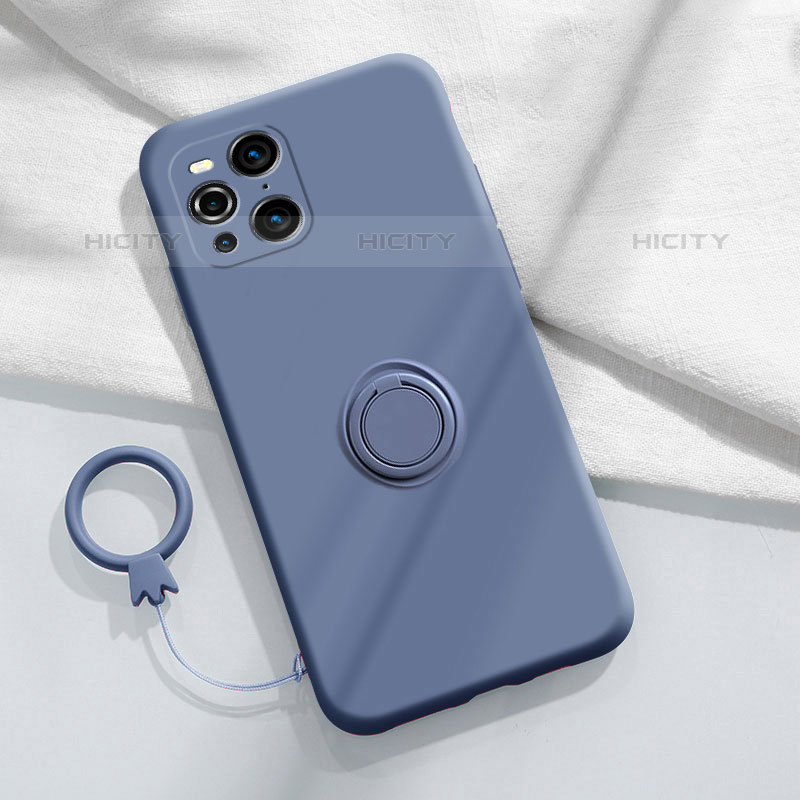 Silikon Hülle Handyhülle Ultra Dünn Schutzhülle Tasche Flexible mit Magnetisch Fingerring Ständer S04 für Oppo Find X3 Pro 5G