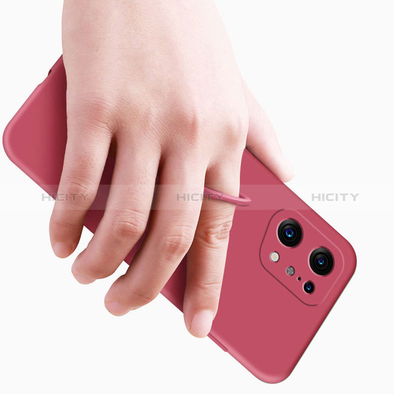 Silikon Hülle Handyhülle Ultra Dünn Schutzhülle Tasche Flexible mit Magnetisch Fingerring Ständer S04 für Oppo Find X5 5G groß