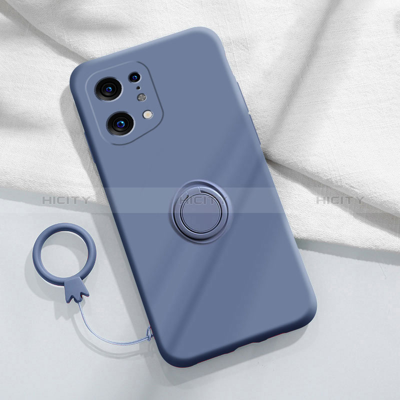 Silikon Hülle Handyhülle Ultra Dünn Schutzhülle Tasche Flexible mit Magnetisch Fingerring Ständer S04 für Oppo Find X5 5G groß