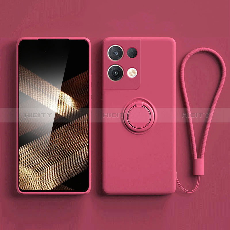 Silikon Hülle Handyhülle Ultra Dünn Schutzhülle Tasche Flexible mit Magnetisch Fingerring Ständer S06 für Xiaomi Redmi Note 13 5G Pink Plus