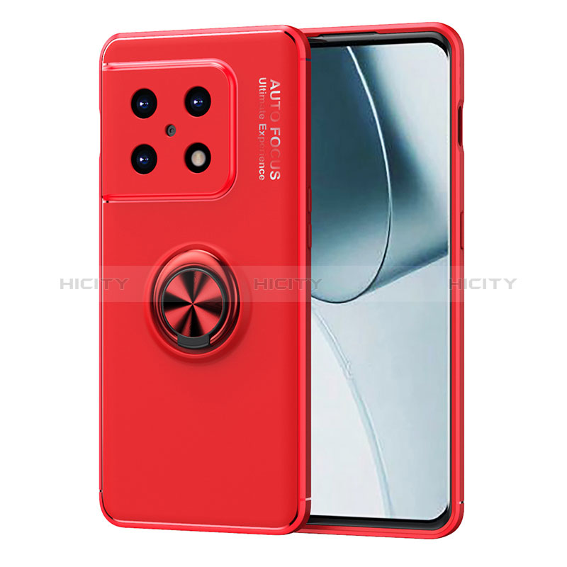 Silikon Hülle Handyhülle Ultra Dünn Schutzhülle Tasche Flexible mit Magnetisch Fingerring Ständer SD1 für OnePlus 10 Pro 5G Rot