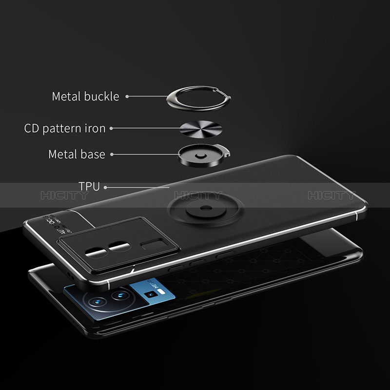 Silikon Hülle Handyhülle Ultra Dünn Schutzhülle Tasche Flexible mit Magnetisch Fingerring Ständer SD1 für Vivo iQOO Neo7 5G