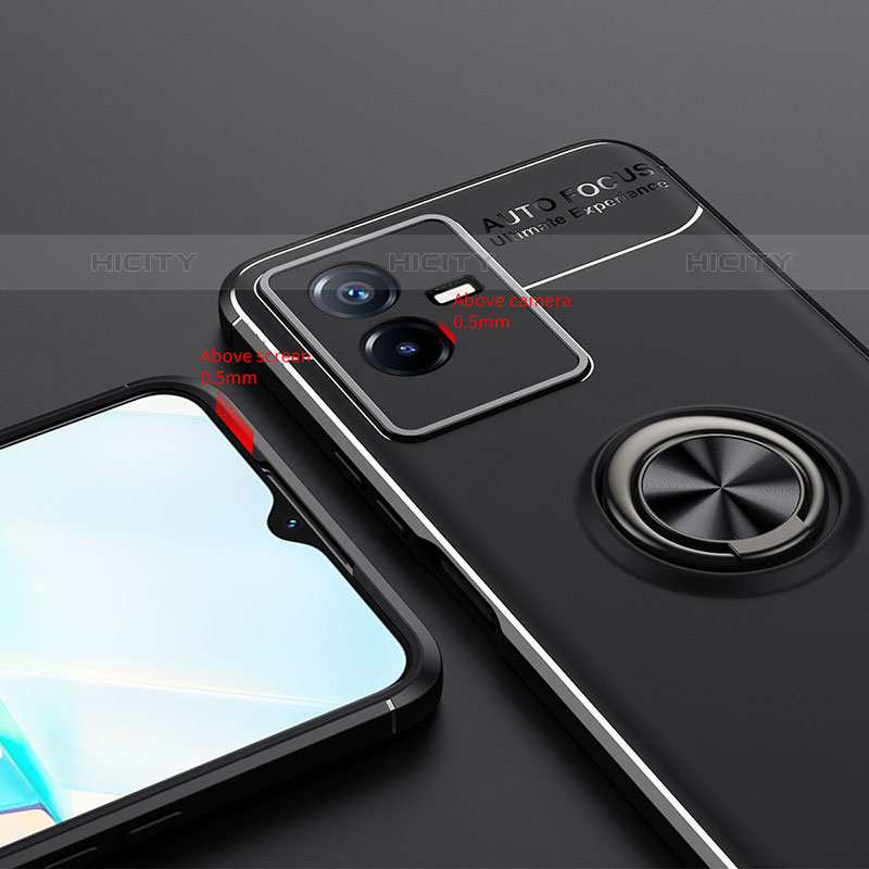 Silikon Hülle Handyhülle Ultra Dünn Schutzhülle Tasche Flexible mit Magnetisch Fingerring Ständer SD1 für Vivo iQOO Z6x