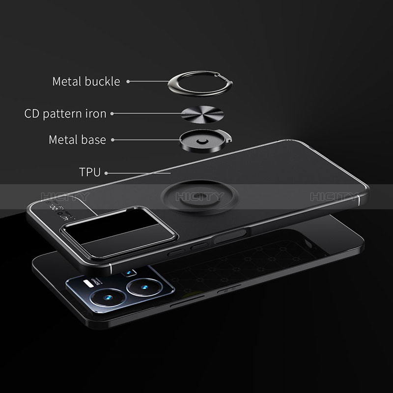 Silikon Hülle Handyhülle Ultra Dünn Schutzhülle Tasche Flexible mit Magnetisch Fingerring Ständer SD1 für Vivo Y35 4G groß