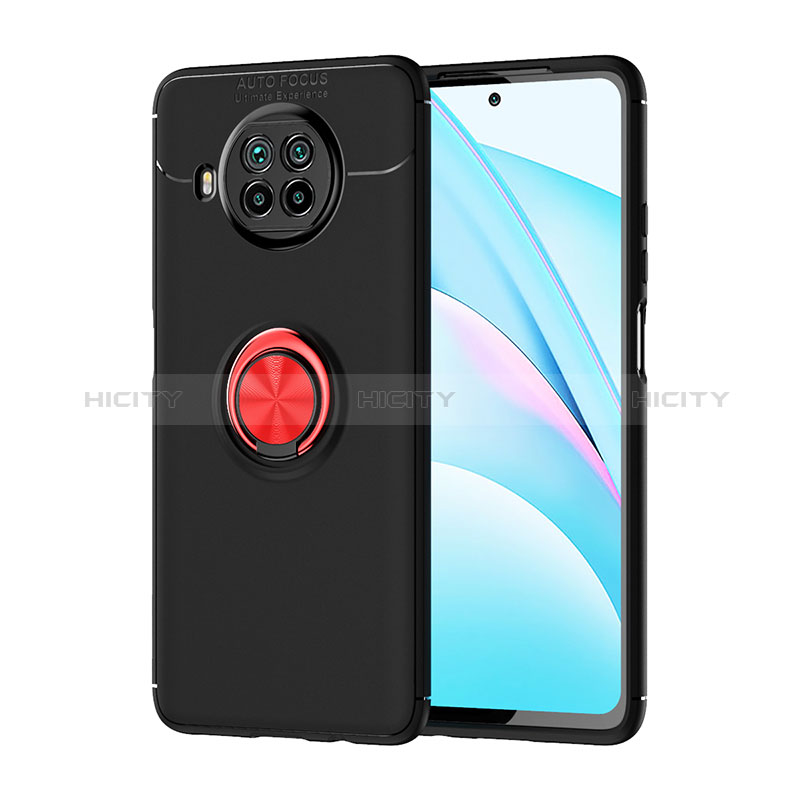 Silikon Hülle Handyhülle Ultra Dünn Schutzhülle Tasche Flexible mit Magnetisch Fingerring Ständer SD1 für Xiaomi Mi 10T Lite 5G Rot und Schwarz Plus