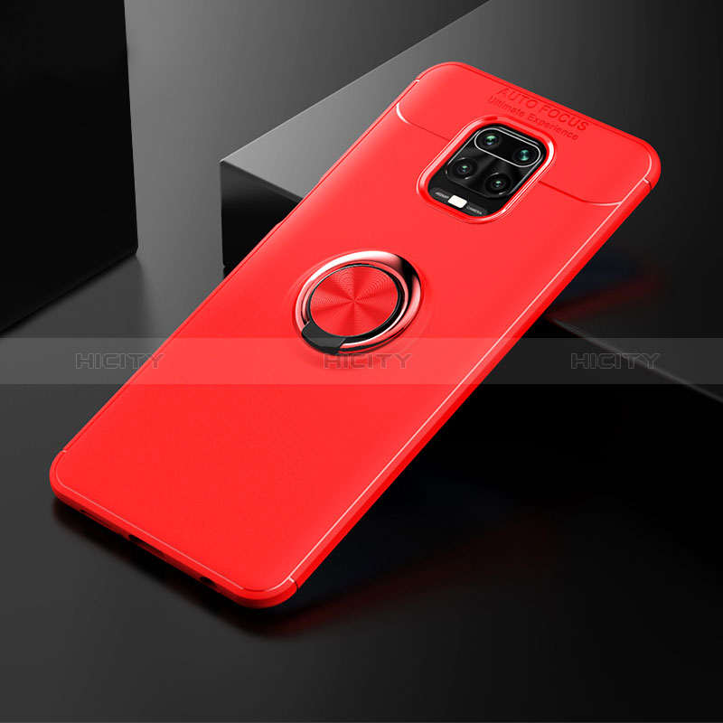 Silikon Hülle Handyhülle Ultra Dünn Schutzhülle Tasche Flexible mit Magnetisch Fingerring Ständer SD1 für Xiaomi Poco M2 Pro Rot