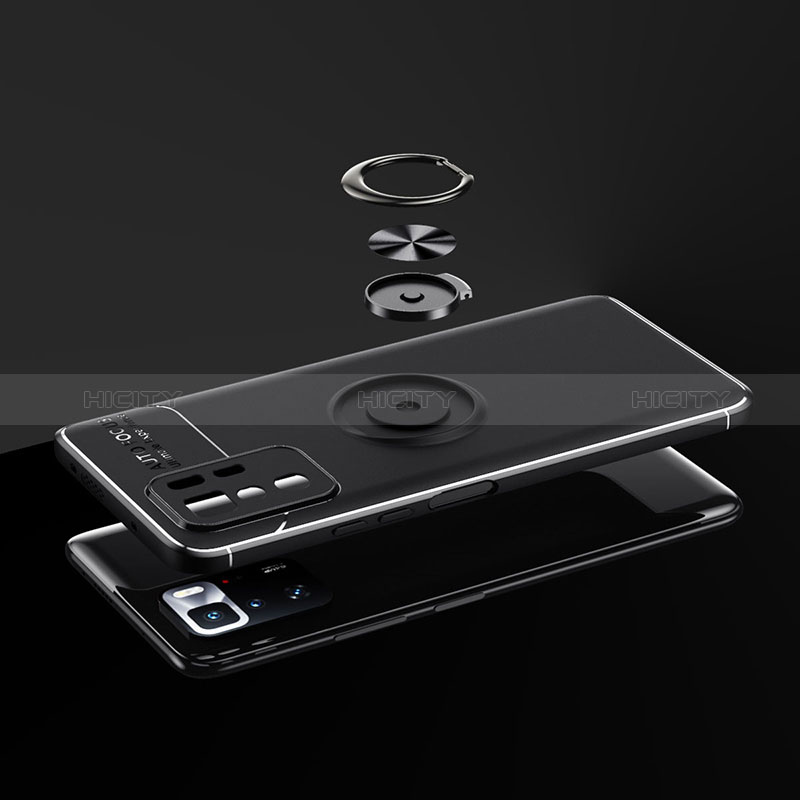 Silikon Hülle Handyhülle Ultra Dünn Schutzhülle Tasche Flexible mit Magnetisch Fingerring Ständer SD1 für Xiaomi Poco X3 GT 5G groß