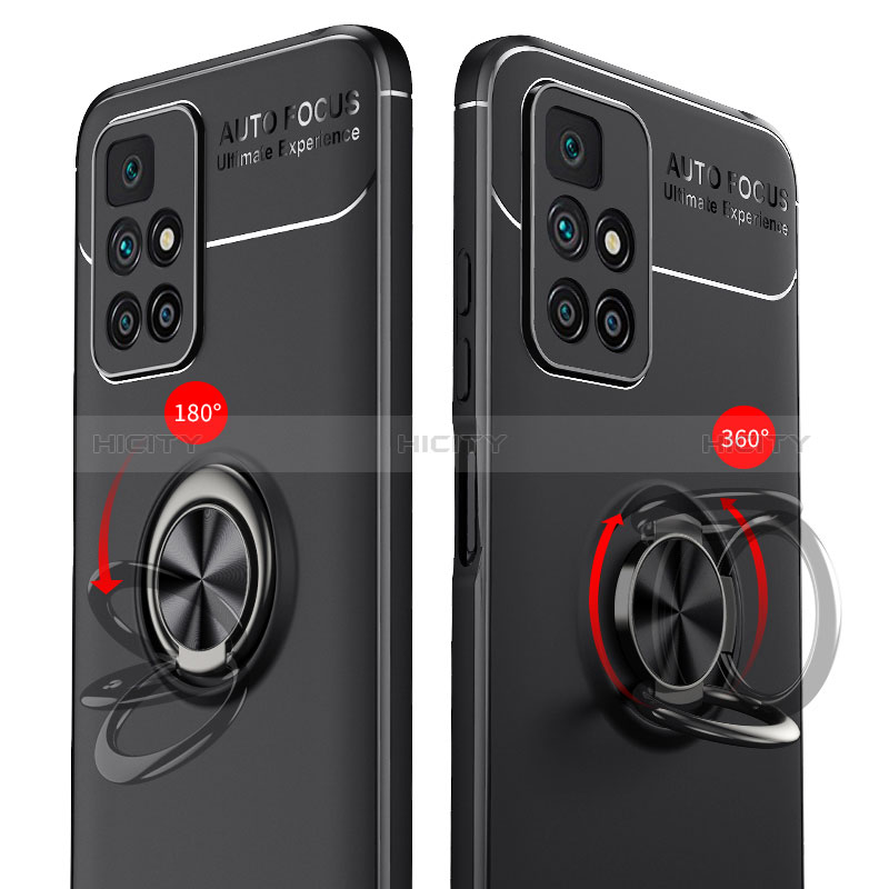 Silikon Hülle Handyhülle Ultra Dünn Schutzhülle Tasche Flexible mit Magnetisch Fingerring Ständer SD1 für Xiaomi Redmi 10 (2022)