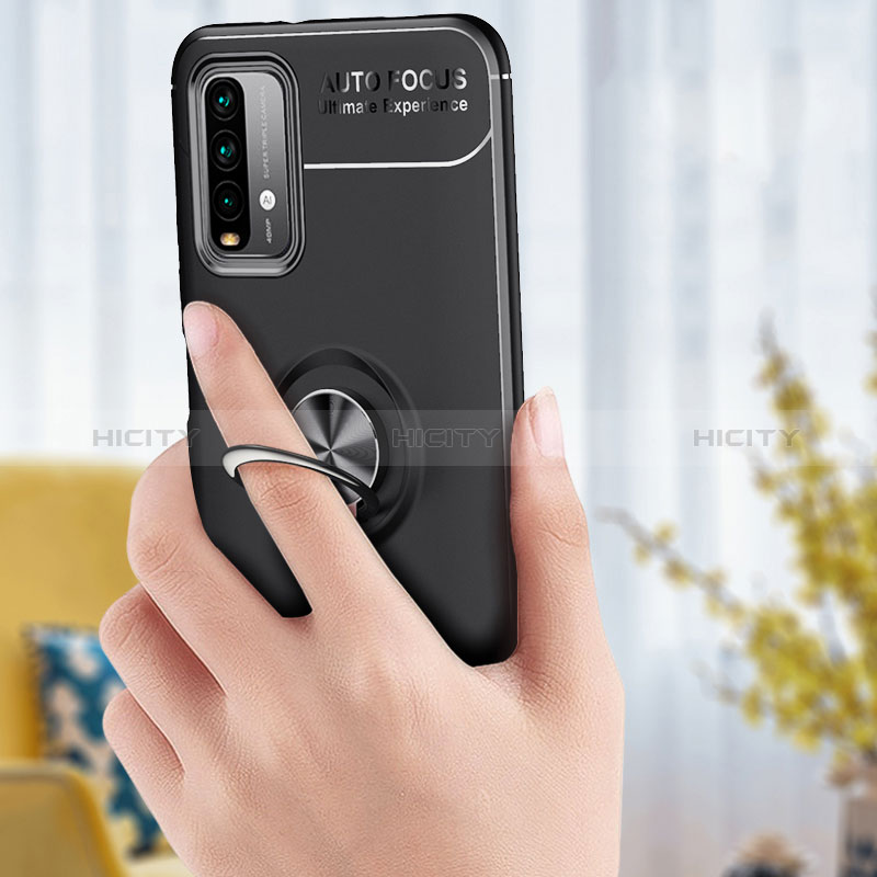 Silikon Hülle Handyhülle Ultra Dünn Schutzhülle Tasche Flexible mit Magnetisch Fingerring Ständer SD1 für Xiaomi Redmi 9 Power groß