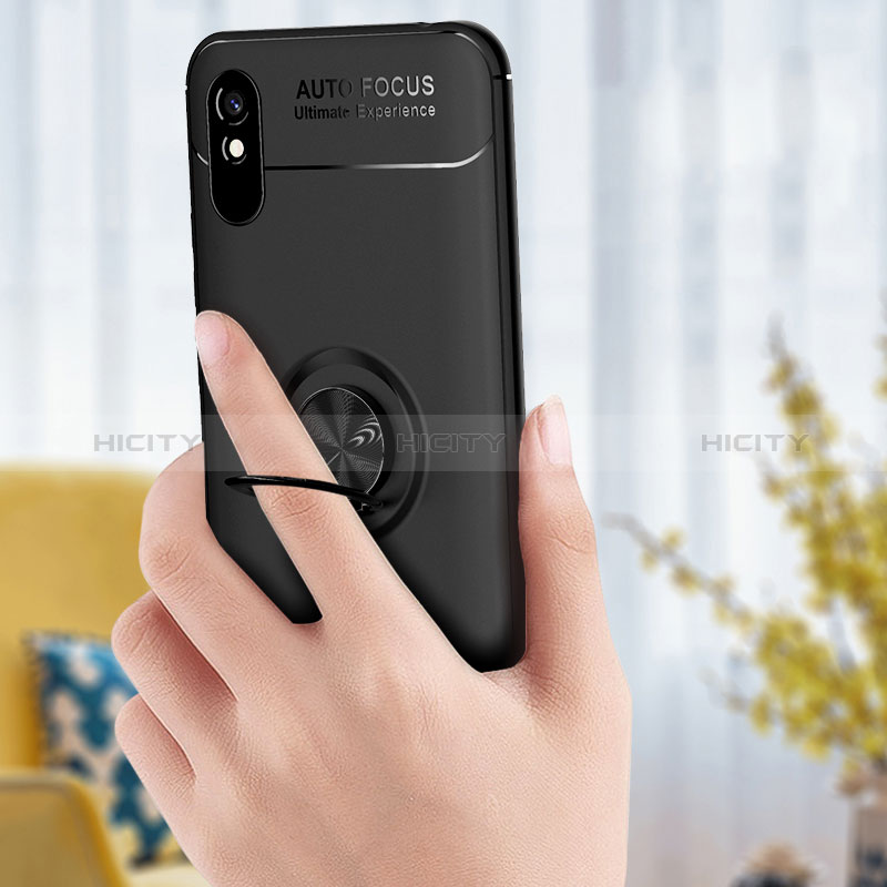 Silikon Hülle Handyhülle Ultra Dünn Schutzhülle Tasche Flexible mit Magnetisch Fingerring Ständer SD1 für Xiaomi Redmi 9A