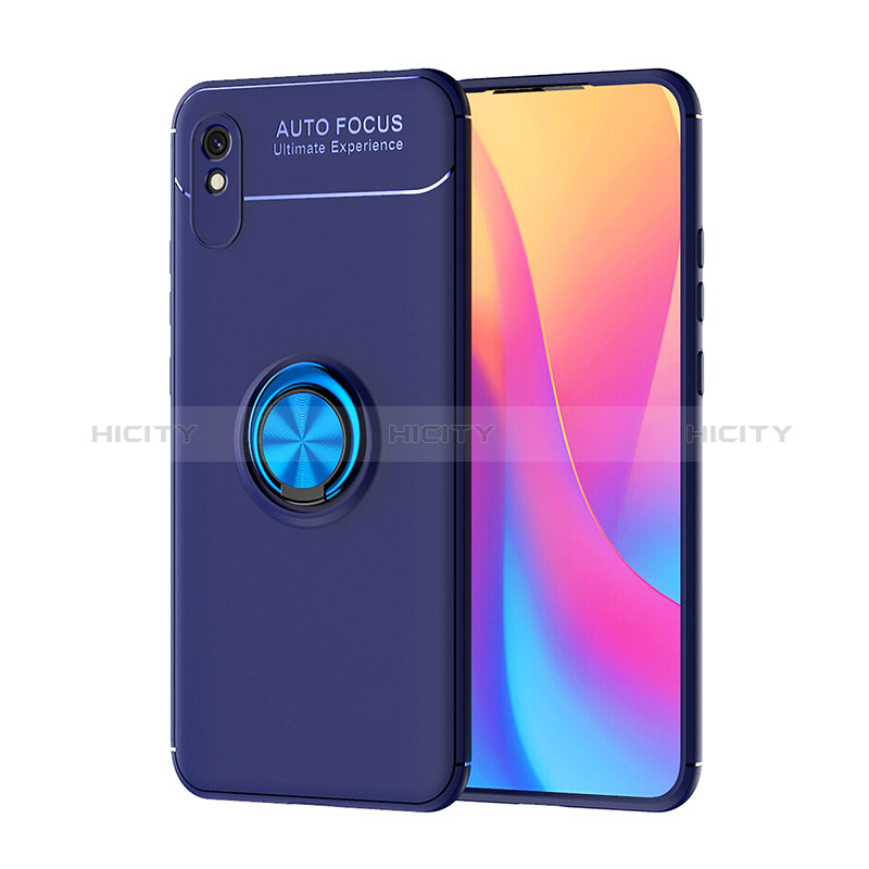 Silikon Hülle Handyhülle Ultra Dünn Schutzhülle Tasche Flexible mit Magnetisch Fingerring Ständer SD1 für Xiaomi Redmi 9AT Blau