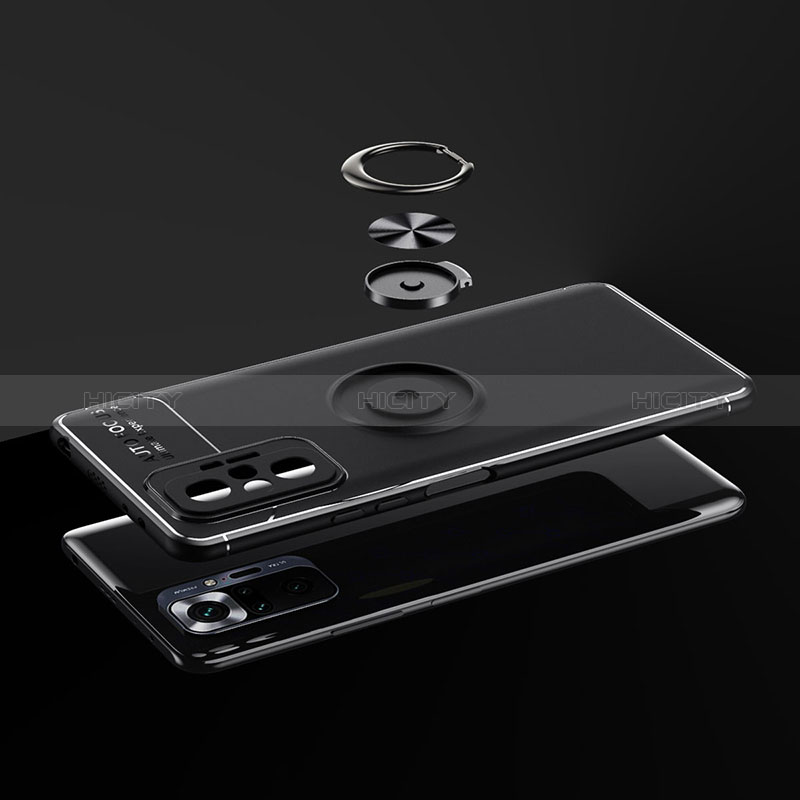 Silikon Hülle Handyhülle Ultra Dünn Schutzhülle Tasche Flexible mit Magnetisch Fingerring Ständer SD1 für Xiaomi Redmi Note 10 Pro 4G groß