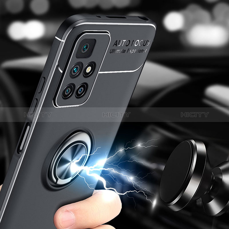 Silikon Hülle Handyhülle Ultra Dünn Schutzhülle Tasche Flexible mit Magnetisch Fingerring Ständer SD1 für Xiaomi Redmi Note 11 4G (2021)