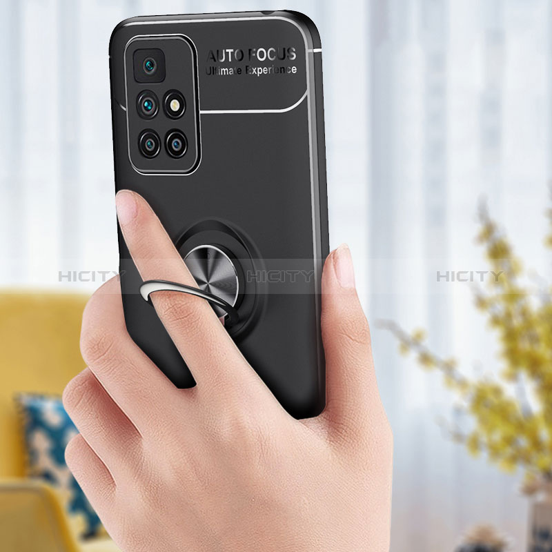 Silikon Hülle Handyhülle Ultra Dünn Schutzhülle Tasche Flexible mit Magnetisch Fingerring Ständer SD1 für Xiaomi Redmi Note 11 4G (2021)