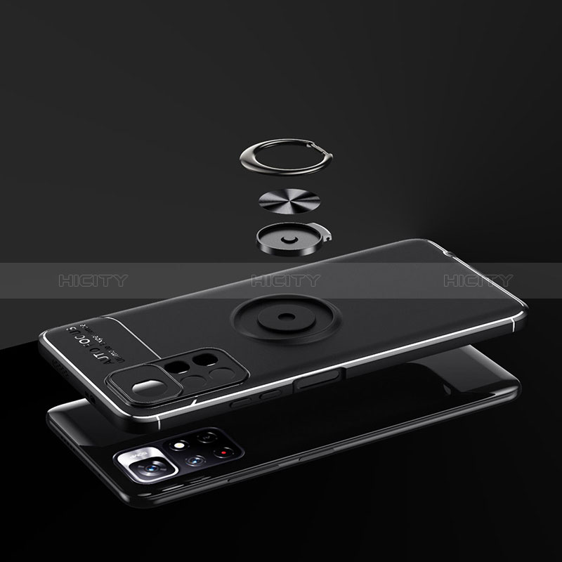 Silikon Hülle Handyhülle Ultra Dünn Schutzhülle Tasche Flexible mit Magnetisch Fingerring Ständer SD1 für Xiaomi Redmi Note 11 5G groß
