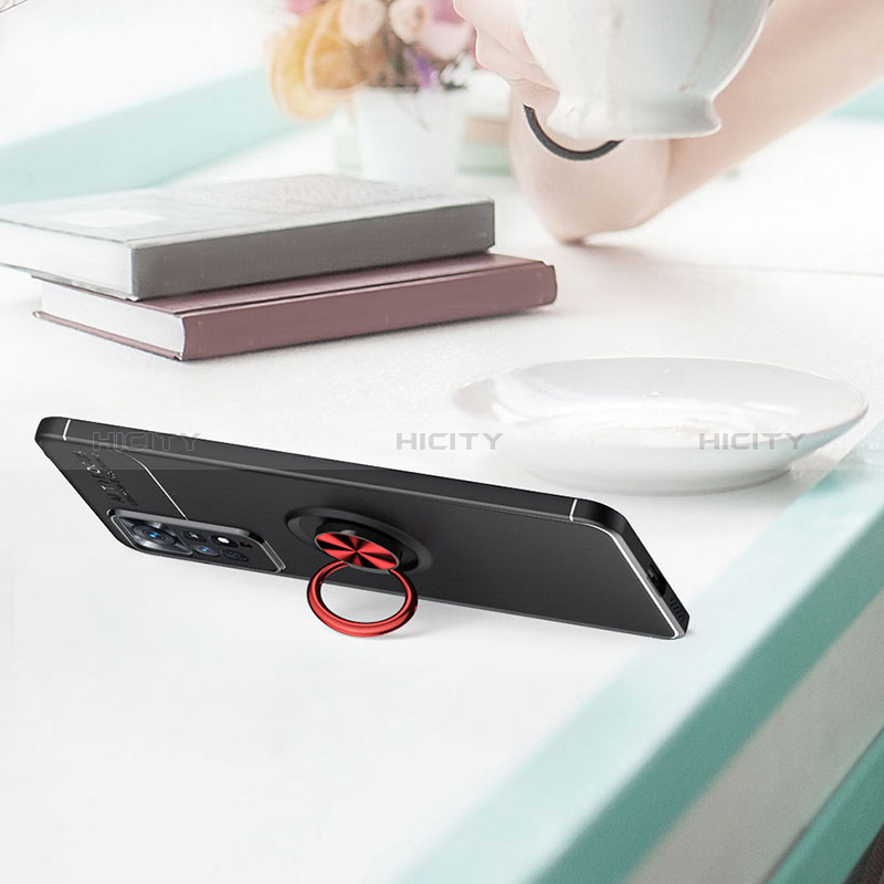 Silikon Hülle Handyhülle Ultra Dünn Schutzhülle Tasche Flexible mit Magnetisch Fingerring Ständer SD1 für Xiaomi Redmi Note 11 Pro 4G