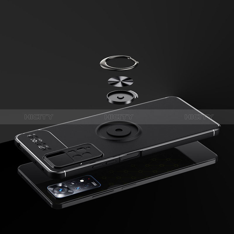 Silikon Hülle Handyhülle Ultra Dünn Schutzhülle Tasche Flexible mit Magnetisch Fingerring Ständer SD1 für Xiaomi Redmi Note 11 Pro 4G groß