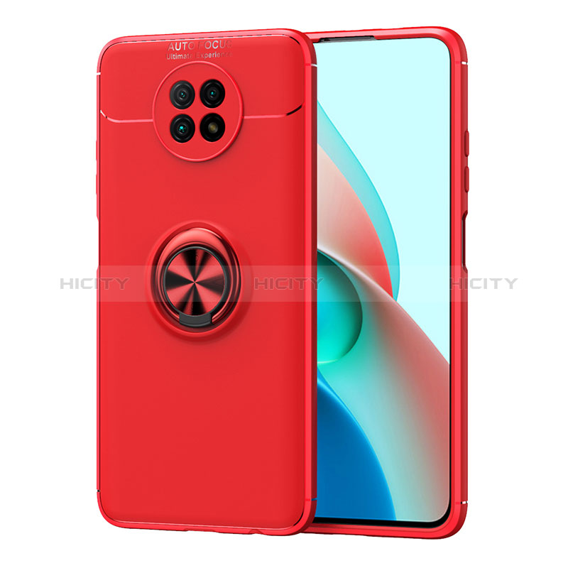 Silikon Hülle Handyhülle Ultra Dünn Schutzhülle Tasche Flexible mit Magnetisch Fingerring Ständer SD1 für Xiaomi Redmi Note 9 5G Rot