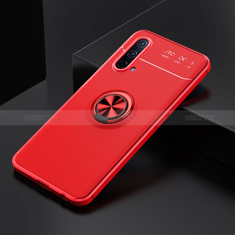 Silikon Hülle Handyhülle Ultra Dünn Schutzhülle Tasche Flexible mit Magnetisch Fingerring Ständer SD2 für OnePlus Nord CE 5G Rot