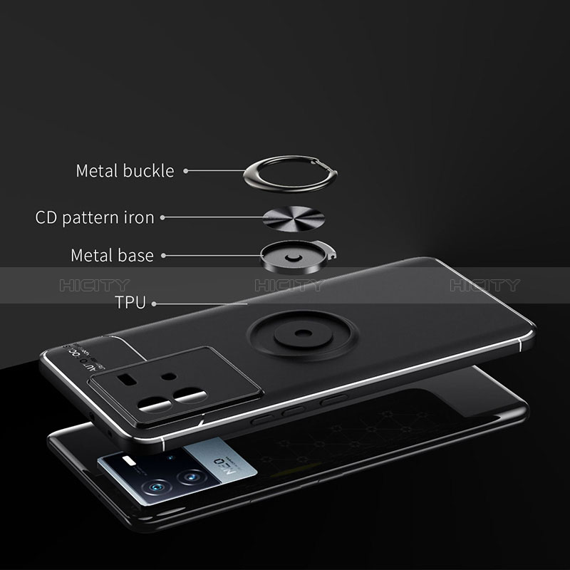 Silikon Hülle Handyhülle Ultra Dünn Schutzhülle Tasche Flexible mit Magnetisch Fingerring Ständer SD2 für Vivo iQOO Neo6 SE 5G